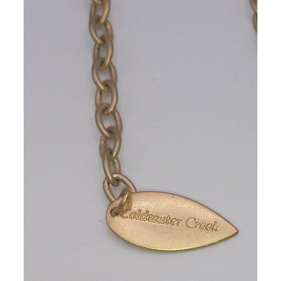 Coldwater Creek Enamel Orange Flower Gold Tone Leaf Pendant Necklace - Picture 10 of 10